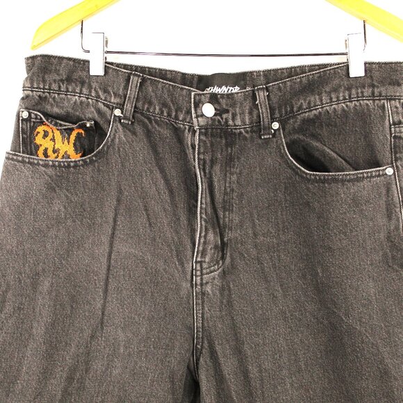 8THWNDR WASHED BLACK SK8R JEANS HIP HOP EMBROIDERED POCKETS BAGGY GRUNGE SIZE 32 - Picture 3 of 10